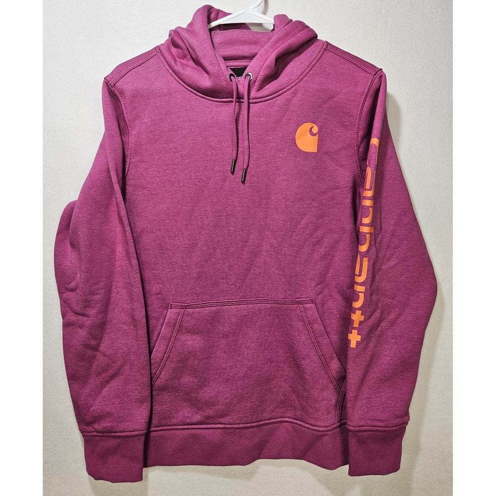 Carhartt Relaxed Fit Midweight Logo Sleeve Graphic Hoodie Fuchsia Women's MD NEW